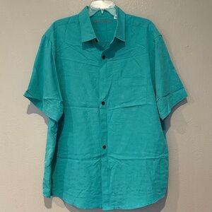 Caribbean Teal Casual Button Down Shirt